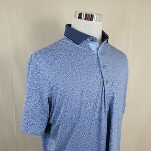 Greyson Large Regular Fit Polo Shirt Blue Abstract Squiggle Print Golf Mens